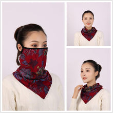 Load image into Gallery viewer, Cotton Women Mask Scarf Face Mascarillas Wraps Floral Print Lady Warm Neck Scarves Foulard Bandana Reusable Outdoor Riding Masks Scarf Neck Gaiter Headwear Headband Head Wrap Scarf Mask Neck Ear Warmers Headbands Perfect Bandana