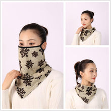 Load image into Gallery viewer, Cotton Women Mask Scarf Face Mascarillas Wraps Floral Print Lady Warm Neck Scarves Foulard Bandana Reusable Outdoor Riding Masks Scarf Neck Gaiter Headwear Headband Head Wrap Scarf Mask Neck Ear Warmers Headbands Perfect Bandana