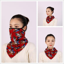 Load image into Gallery viewer, Cotton Women Mask Scarf Face Mascarillas Wraps Floral Print Lady Warm Neck Scarves Foulard Bandana Reusable Outdoor Riding Masks Scarf Neck Gaiter Headwear Headband Head Wrap Scarf Mask Neck Ear Warmers Headbands Perfect Bandana