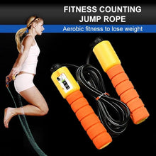 Load image into Gallery viewer, Counting Adult Fitness Fat Burning Bearing Weight Adjustable Steel Jump Rope With Counter For Aerobic Exercise Sports Fitness Cardio Workout Adjustable Cable Soft Sponge Handle For Kids Womens