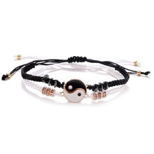 Load image into Gallery viewer, Couple Bracelets Cord Braid Chain Bracelet Alloy Pendant Two-piece Woven Rope Braid Bracelet Bangle For Women Men Charm Adjustable Black White Matching Bracelets For Couples