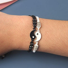 Load image into Gallery viewer, Couple Bracelets Cord Braid Chain Bracelet Alloy Pendant Two-piece Woven Rope Braid Bracelet Bangle For Women Men Charm Adjustable Black White Matching Bracelets For Couples