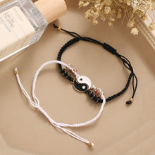 Load image into Gallery viewer, Couple Bracelets Cord Braid Chain Bracelet Alloy Pendant Two-piece Woven Rope Braid Bracelet Bangle For Women Men Charm Adjustable Black White Matching Bracelets For Couples