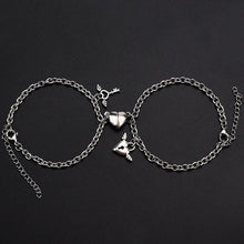 Load image into Gallery viewer, Couples Heart Shaped Magnet Attraction Bracelet Stainless Steel Angel Wing Lock Chain Heart Shape Magnet Charm Matching Magnetic Link Chain Bracelet For Women Men Gift For Valentines Day