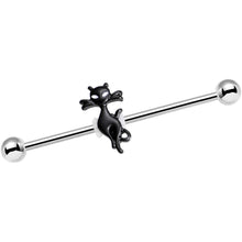 Load image into Gallery viewer, 14G Stainless Steel Lucky Black Cat Industrial Barbell 38mm