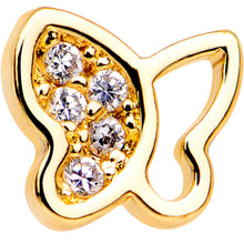 Load image into Gallery viewer, 20G 1/4 Clear CZ Gem Gold Tone Butterfly L Shaped Nose Ring