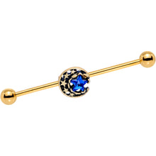 Load image into Gallery viewer, Aqua Gem Gold PVD Starry Night Industrial Barbell 38mm