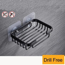 Load image into Gallery viewer, Creative Drill Free Soap Dish Holder Wall Mounted Storage Rack Toilet Soap Box Sponge Dish Bathroom Accessories Soap Dish Holder with Loofah Bath Sponge Towel Razor Holder for Bathroom Shower Kitchen Adhesive Wall Mounted No Drilling