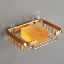 Load image into Gallery viewer, Creative Drill Free Soap Dish Holder Wall Mounted Storage Rack Toilet Soap Box Sponge Dish Bathroom Accessories Soap Dish Holder with Loofah Bath Sponge Towel Razor Holder for Bathroom Shower Kitchen Adhesive Wall Mounted No Drilling