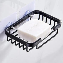Load image into Gallery viewer, Creative Drill Free Soap Dish Holder Wall Mounted Storage Rack Toilet Soap Box Sponge Dish Bathroom Accessories Soap Dish Holder with Loofah Bath Sponge Towel Razor Holder for Bathroom Shower Kitchen Adhesive Wall Mounted No Drilling