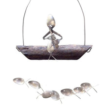 Load image into Gallery viewer, Creative Fishing Man Spoon Fish Sculptures Wind Chime Home Bedroom Painted Fish Mobile Tropical Fish Home Decor Yard Garden Hanging Ornament Decoration