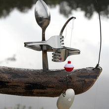 Load image into Gallery viewer, Creative Fishing Man Spoon Fish Sculptures Wind Chime Home Bedroom Painted Fish Mobile Tropical Fish Home Decor Yard Garden Hanging Ornament Decoration