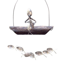 Load image into Gallery viewer, Creative Fishing Man Spoon Fish Sculptures Wind Chime Home Bedroom Painted Fish Mobile Tropical Fish Home Decor Yard Garden Hanging Ornament Decoration
