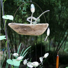 Load image into Gallery viewer, Creative Fishing Man Spoon Fish Sculptures Wind Chime Home Bedroom Painted Fish Mobile Tropical Fish Home Decor Yard Garden Hanging Ornament Decoration