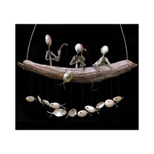 Load image into Gallery viewer, Creative Fishing Man Spoon Fish Sculptures Wind Chime Home Bedroom Painted Fish Mobile Tropical Fish Home Decor Yard Garden Hanging Ornament Decoration