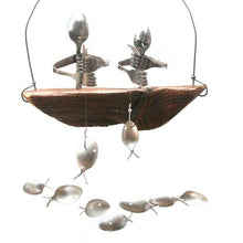 Load image into Gallery viewer, Creative Fishing Man Spoon Fish Sculptures Wind Chime Home Bedroom Painted Fish Mobile Tropical Fish Home Decor Yard Garden Hanging Ornament Decoration