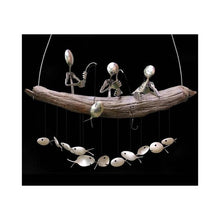 Load image into Gallery viewer, Creative Fishing Man Spoon Fish Sculptures Wind Chime Home Bedroom Painted Fish Mobile Tropical Fish Home Decor Yard Garden Hanging Ornament Decoration