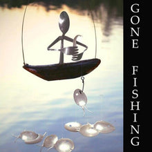 Load image into Gallery viewer, Creative Fishing Man Spoon Fish Sculptures Wind Chime Home Bedroom Painted Fish Mobile Tropical Fish Home Decor Yard Garden Hanging Ornament Decoration