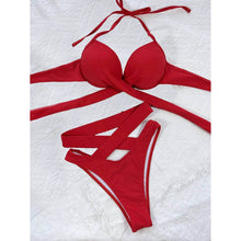 Load image into Gallery viewer, Criss Cross Wrap Push Up Bikini Swimsuit