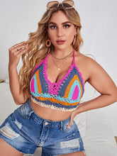 Load image into Gallery viewer, Crochet Bikini Sets Multi Color Knitted Rainbow Striped Off Shoulder Top Bottom Bikini Women's Crochet Striped Lace Up Shorts Bikini Set 2 PCS Knit Bathing Suit Swimsuit Beachwear Bathing Suit Women Swimsuit