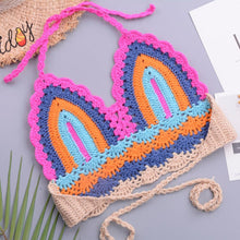 Load image into Gallery viewer, Crochet Bikini Sets Multi Color Knitted Rainbow Striped Off Shoulder Top Bottom Bikini Women's Crochet Striped Lace Up Shorts Bikini Set 2 PCS Knit Bathing Suit Swimsuit Beachwear Bathing Suit Women Swimsuit