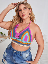 Load image into Gallery viewer, Crochet Bikini Sets Multi Color Knitted Rainbow Striped Off Shoulder Top Bottom Bikini Women's Crochet Striped Lace Up Shorts Bikini Set 2 PCS Knit Bathing Suit Swimsuit Beachwear Bathing Suit Women Swimsuit