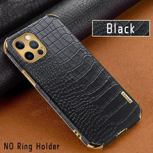 Load image into Gallery viewer, Crocodile Leather Case For iPhone 13 12 Mini Shockproof Magnetic Ring Holder Phone Cover Ultra-thin Soft Crocodile Leather Shockproof Bumper With Ring Bracket Protective Cover for iPhone