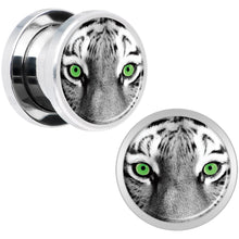 Load image into Gallery viewer, Black White Tiger Eyes Steel Screw Fit Plug Set 00G