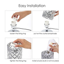 Load image into Gallery viewer, Crystal Bedside Table Lamp Sliver Bedroom Nightstand Light 220v/E27 Bulb Base Decorative Table Lamp Cute Study Lamps for Bedroom Décor Dresser Table Decoration