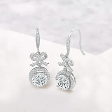 Load image into Gallery viewer, Crystal Bow and Halo Drop Earrings in 18K White Gold