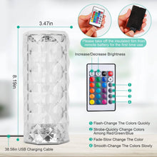 Load image into Gallery viewer, Crystal Diamond Rose Table Lamp