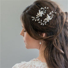 Load image into Gallery viewer, Crystal Pearl Bridal Tiaras Hairbands Hairpins Bridesmaid Diamante Hair Vine Accessories Wedding Jewelry 35cm Headwear Gorgeous Hair Accessories For Women