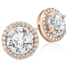 Load image into Gallery viewer, Crystal Round Halo Stud Earrings