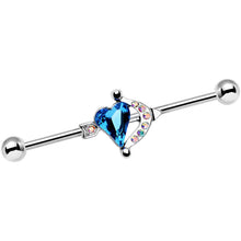Load image into Gallery viewer, Aqua Aurora Gem Heart and Arrow Calling Cupid Industrial Barbell 38mm