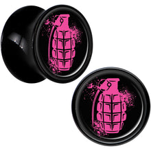 Load image into Gallery viewer, Black Acrylic Pink Grenade Saddle Plug Set 1/2