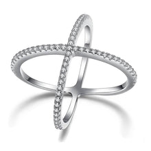 Load image into Gallery viewer, Cubic Zirconia Pave X Ring