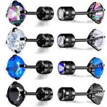 Load image into Gallery viewer, Cubic Zirconia Screw Back Stainless Steel Stud Earrings