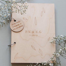 Load image into Gallery viewer, Custom Engraved Classic Oak Tree Wood Wedding Guest Book Rustic Wedding Decor Paper Photo Album Scrapbook Paper Baby Family Scrapbook Albums Family Anniversary Gift For Couple