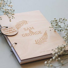Load image into Gallery viewer, Custom Engraved Classic Oak Tree Wood Wedding Guest Book Rustic Wedding Decor Paper Photo Album Scrapbook Paper Baby Family Scrapbook Albums Family Anniversary Gift For Couple
