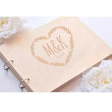 Load image into Gallery viewer, Custom Engraved Classic Oak Tree Wood Wedding Guest Book Rustic Wedding Decor Paper Photo Album Scrapbook Paper Baby Family Scrapbook Albums Family Anniversary Gift For Couple