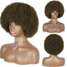 Load image into Gallery viewer, Cute Afro Wig Women Short Fluffy Hair Wigs with Bangs For Black Women Kinky curly Synthetic Hair For Party Dance Cosplay Wigs For Black Women Cosplay Wigs For Women