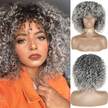 Load image into Gallery viewer, Cute Afro Wig Women Short Fluffy Hair Wigs with Bangs For Black Women Kinky curly Synthetic Hair For Party Dance Cosplay Wigs For Black Women Cosplay Wigs For Women