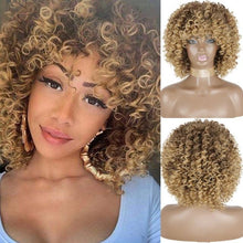 Load image into Gallery viewer, Cute Afro Wig Women Short Fluffy Hair Wigs with Bangs For Black Women Kinky curly Synthetic Hair For Party Dance Cosplay Wigs For Black Women Cosplay Wigs For Women