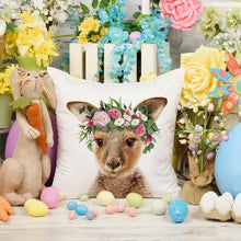 Load image into Gallery viewer, Cute Baby Animals Pattern Pillow Case Cotton Linen Cushion Cover for Home Sofa Pillow Covers, Cushion Covers Tiger Bunny Rabbit Horse Sheep Bear With Head Flowers Decorative Velvet Pillow Covers 45X45CM