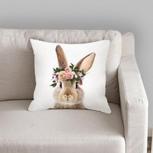 Load image into Gallery viewer, Cute Baby Animals Pattern Pillow Case Cotton Linen Cushion Cover for Home Sofa Pillow Covers, Cushion Covers Tiger Bunny Rabbit Horse Sheep Bear With Head Flowers Decorative Velvet Pillow Covers 45X45CM