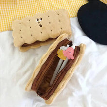 Load image into Gallery viewer, Cute Biscuit Shape Plush Pencil Bag Unique Soft School Classic Cookies Stylish Large Capacity Pouch Pencil Pouch For Teen Boys Girls School Students Pencil Bag Organizer
