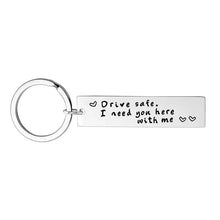 Load image into Gallery viewer, Cute Black Stainless Steel Charm Couple Drive Safe Keychain Gift for Boyfriend & Girlfriend