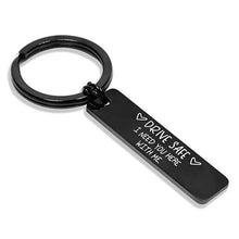 Load image into Gallery viewer, Cute Black Stainless Steel Charm Couple Drive Safe Keychain Gift for Boyfriend & Girlfriend