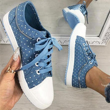 Load image into Gallery viewer, Cute Blue Women Fashion Shoes Summer Casual Design Lace Breathable Platform Flat Woman Sneakers Walking Lace-up Comfortable Walking Footwear Fashion Sneakers