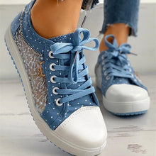 Load image into Gallery viewer, Cute Blue Women Fashion Shoes Summer Casual Design Lace Breathable Platform Flat Woman Sneakers Walking Lace-up Comfortable Walking Footwear Fashion Sneakers